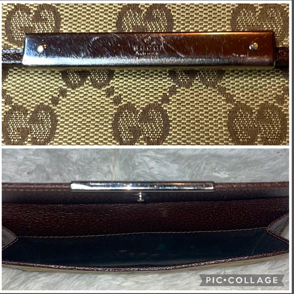 Gucci Monogram GG Canvas Leather Bamboo Bar Large Shoulder Tote & Folio Wallet - Picture 15 of 17